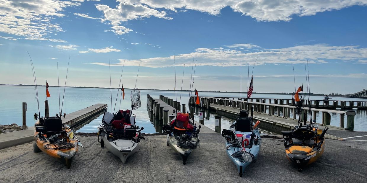 Kayak lineup at the Verrazano bridge in Ocean City, Maryland