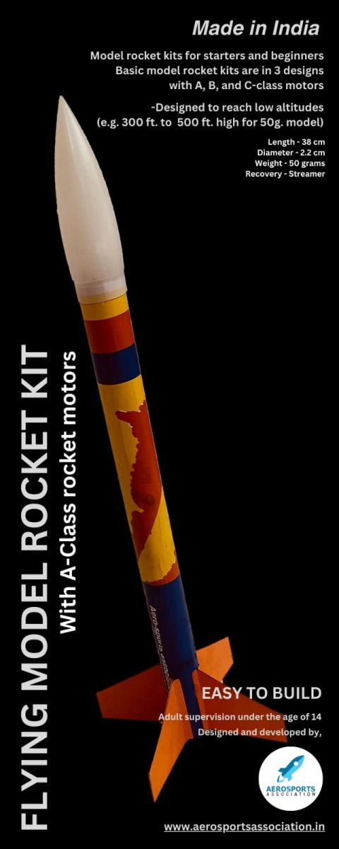 Model Rocket kit ( Orange) with A class (A6-3) rocket motors