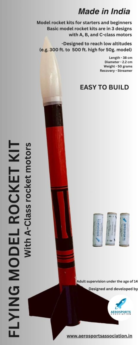 C Class Model Rockets Model Rocket kit (red) with A class (A6-3) rocket motors