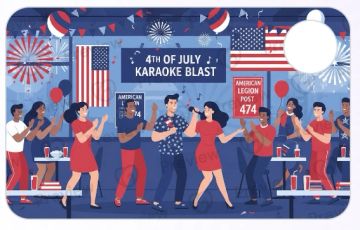 People enjoying a 4th of July karaoke blast party.