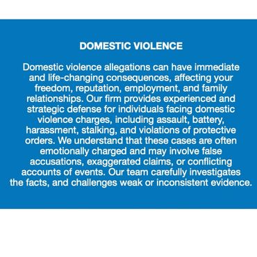 Text explaining the impact and legal defense for domestic violence allegations.