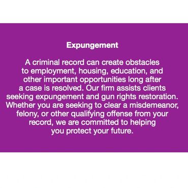 Law firm offers expungement and gun rights restoration services.