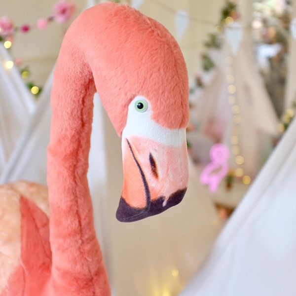 Tropical flamingo overseeing a tropical themed teepee sleepover party. 