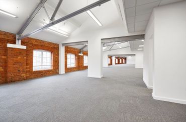 Carpet tile flooring installation.