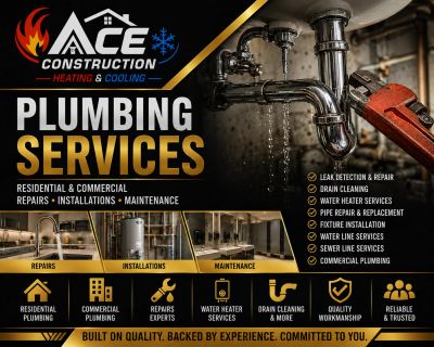 Ace Construction offers expert plumbing services for residential and commercial needs.