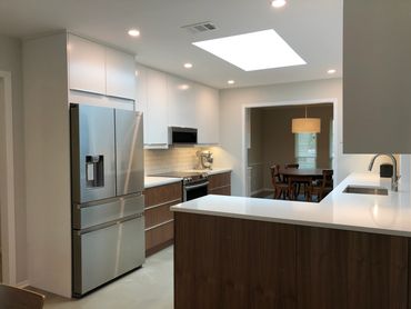 Probuild Creations LLC kitchen makeover Atlanta GA picture of new kitchen layout and ceiling.