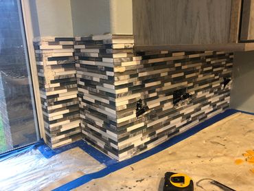 Kitchen Remodeling Company project picture in Marietta, GA of a backsplash tile close up in progress