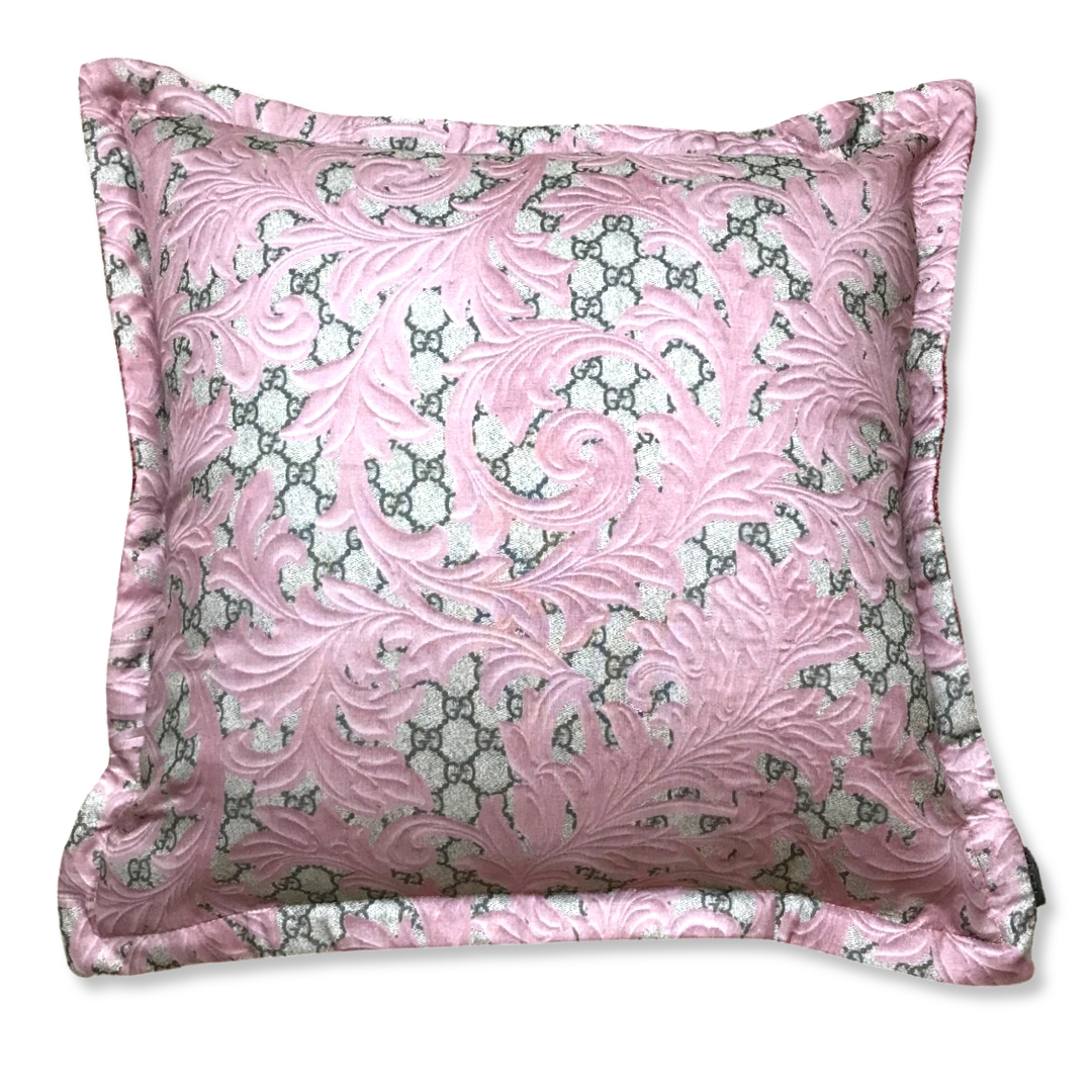 Gucci GG Logo Arabesque Vintage Silk Scarf Pillow Covers 20"