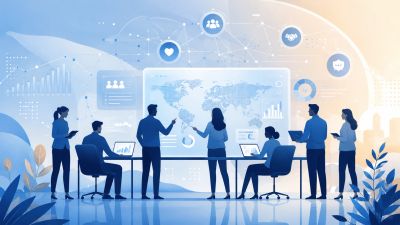 Team collaborating on global data visualization and analytics in a modern office.