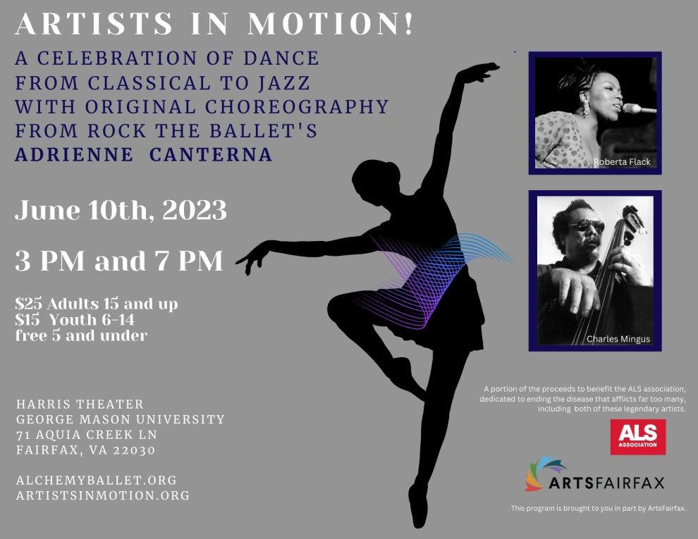 Dance event "Artists in Motion!" celebrating classical to jazz with choreography by Adrienne Canterna on June 10, 2023.