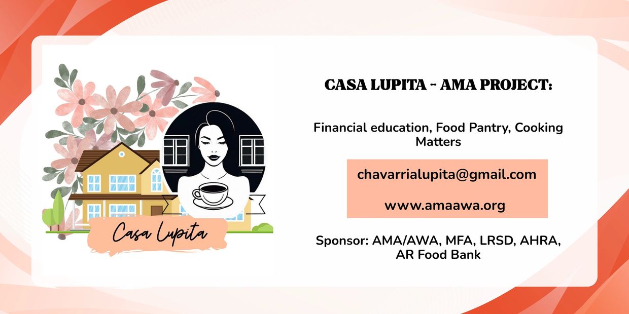 Información del proyecto Casa Lupita - AMA sobre educación financiera y despensa de alimentos.