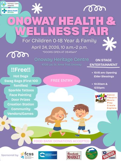 Onoway Health &amp; Wellness Fair for children and families with free activities and entertainment.