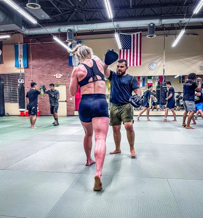 Boxing pad work at George's MMA & Boxing Gym