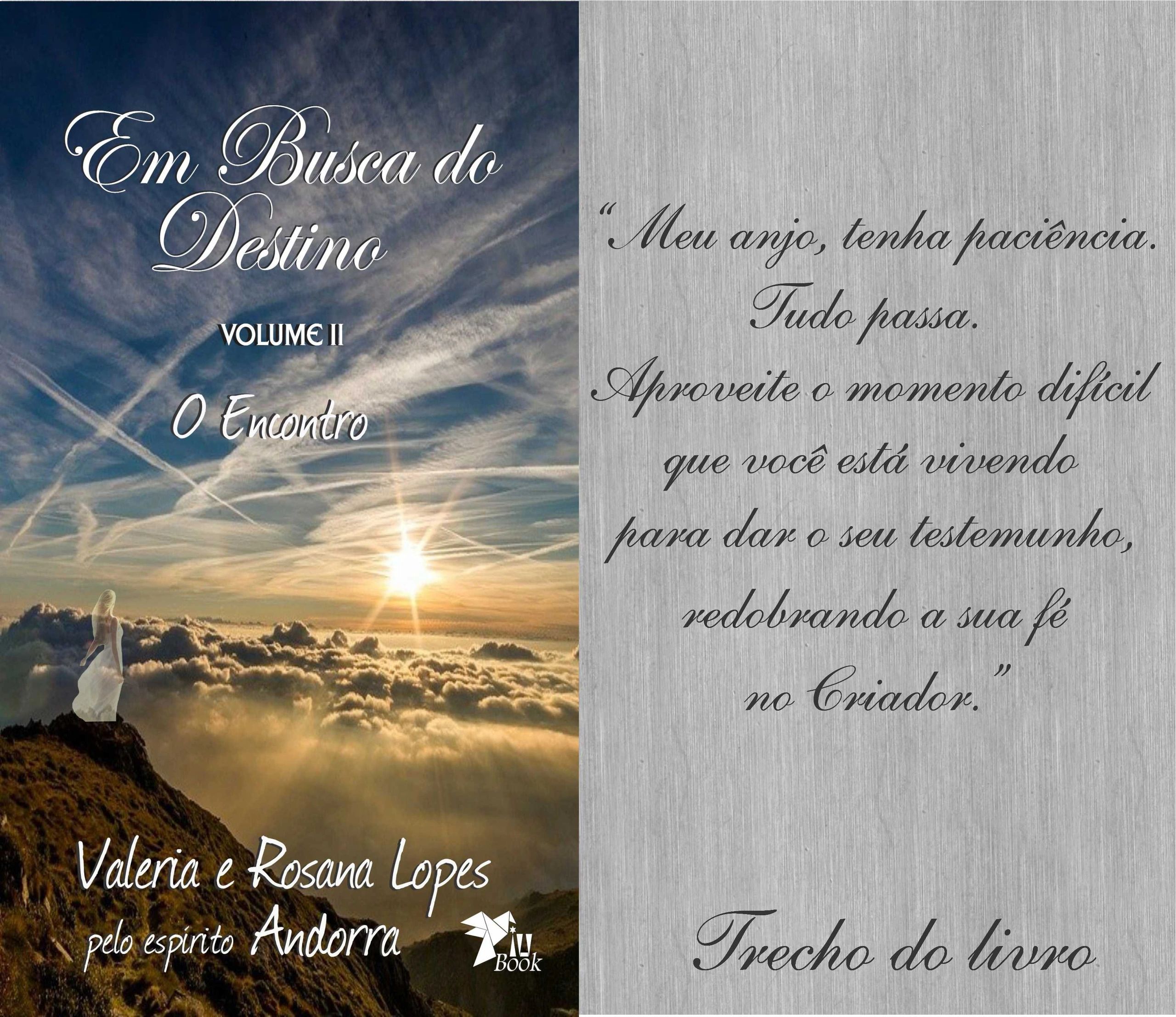 Capa do Livro 2 Em Busca do destino -O Encontro. Escritoras Rosana e Valeria Lopes. Espírito Andorra