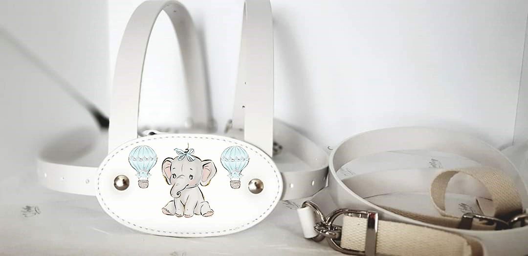 White Leather Toddler safety harness walking reins with blue