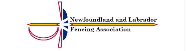 Logo of Newfoundland and Labrador Fencing Association with stylized fencing sword design.