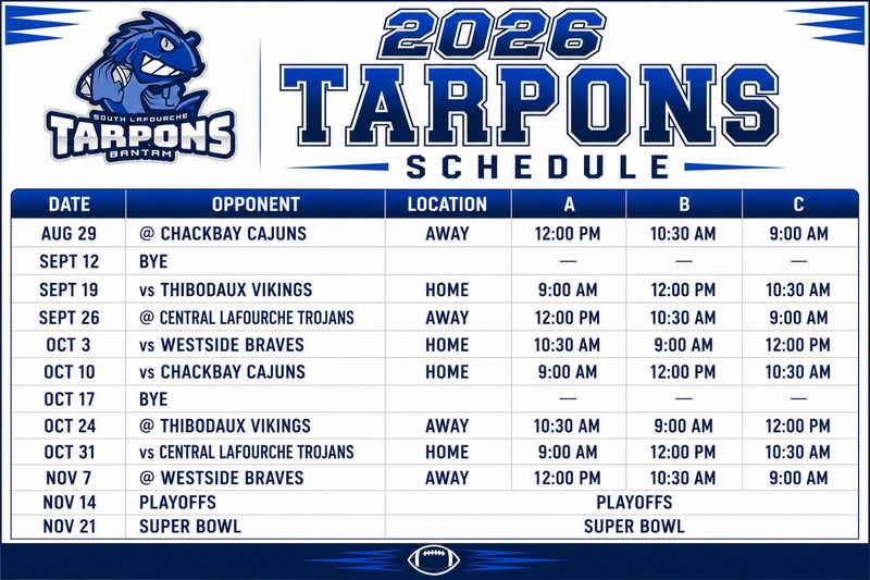 SL Tarpons 2026 Schedule