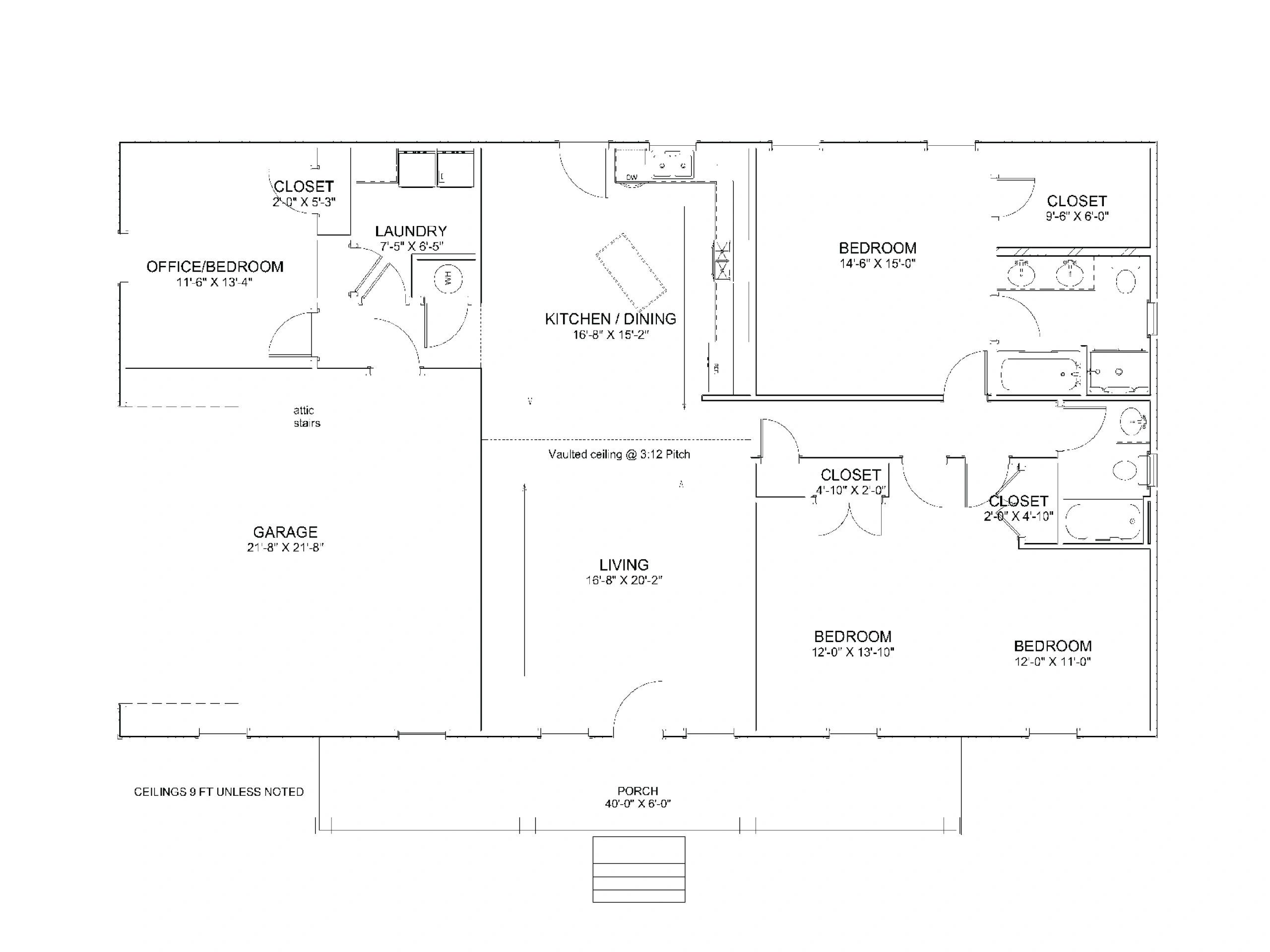 Detailed floor plan showing bedrooms, kitchen, living area, and garage layout.