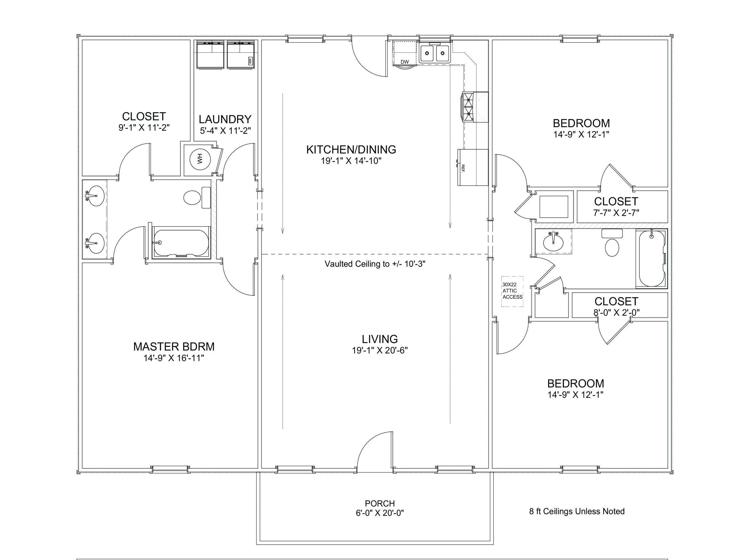 Detailed floor plan of a house showing rooms and dimensions.