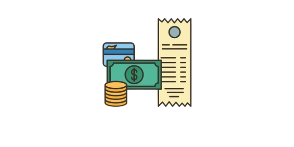 Payment options including cash, coins, credit card, and receipt.