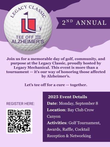 Flyer for the 2nd Annual Legacy Classic Tee Off for Alzheimer's golf event.