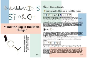 Book cover titled 'Sarah Lanios Search' about finding joy in little things.
