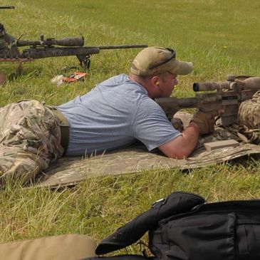 Jeff in a Sniper competition.  Long range shooting, sniper skills, rifle training, firearms training