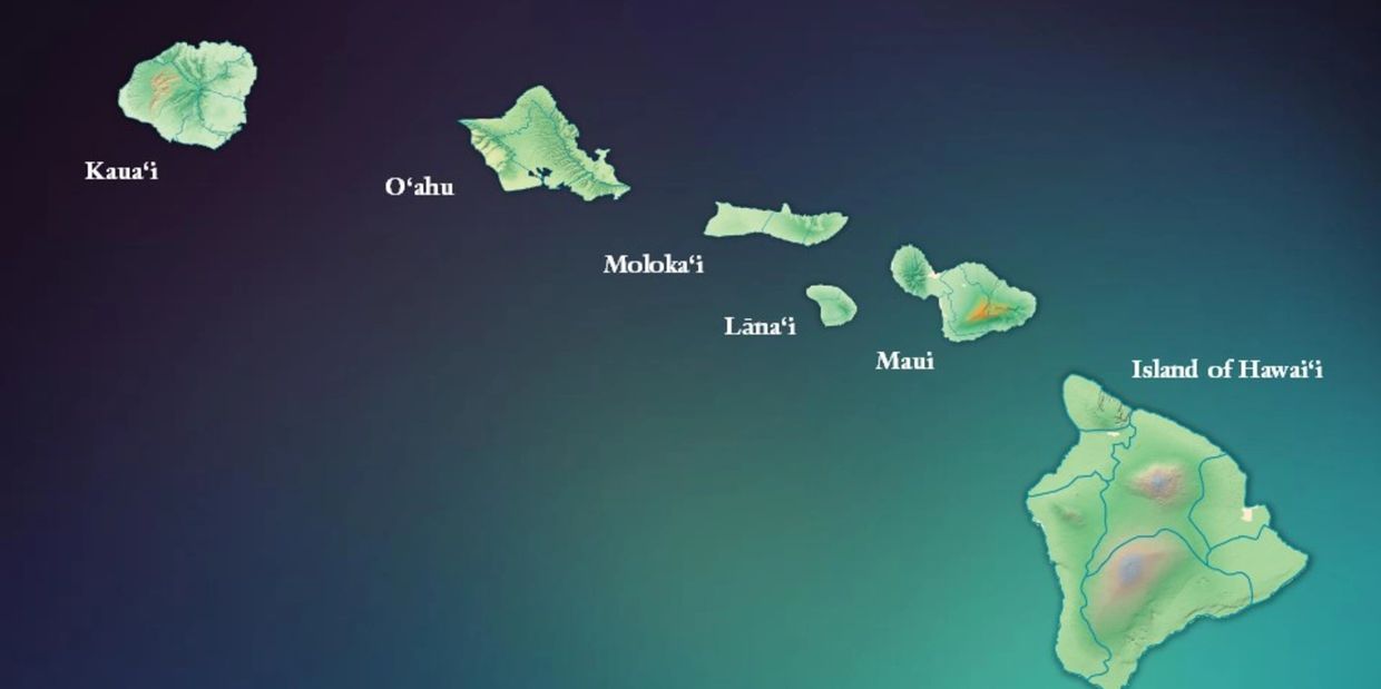 Map of Hawaiian Islands cruise or land vacation package