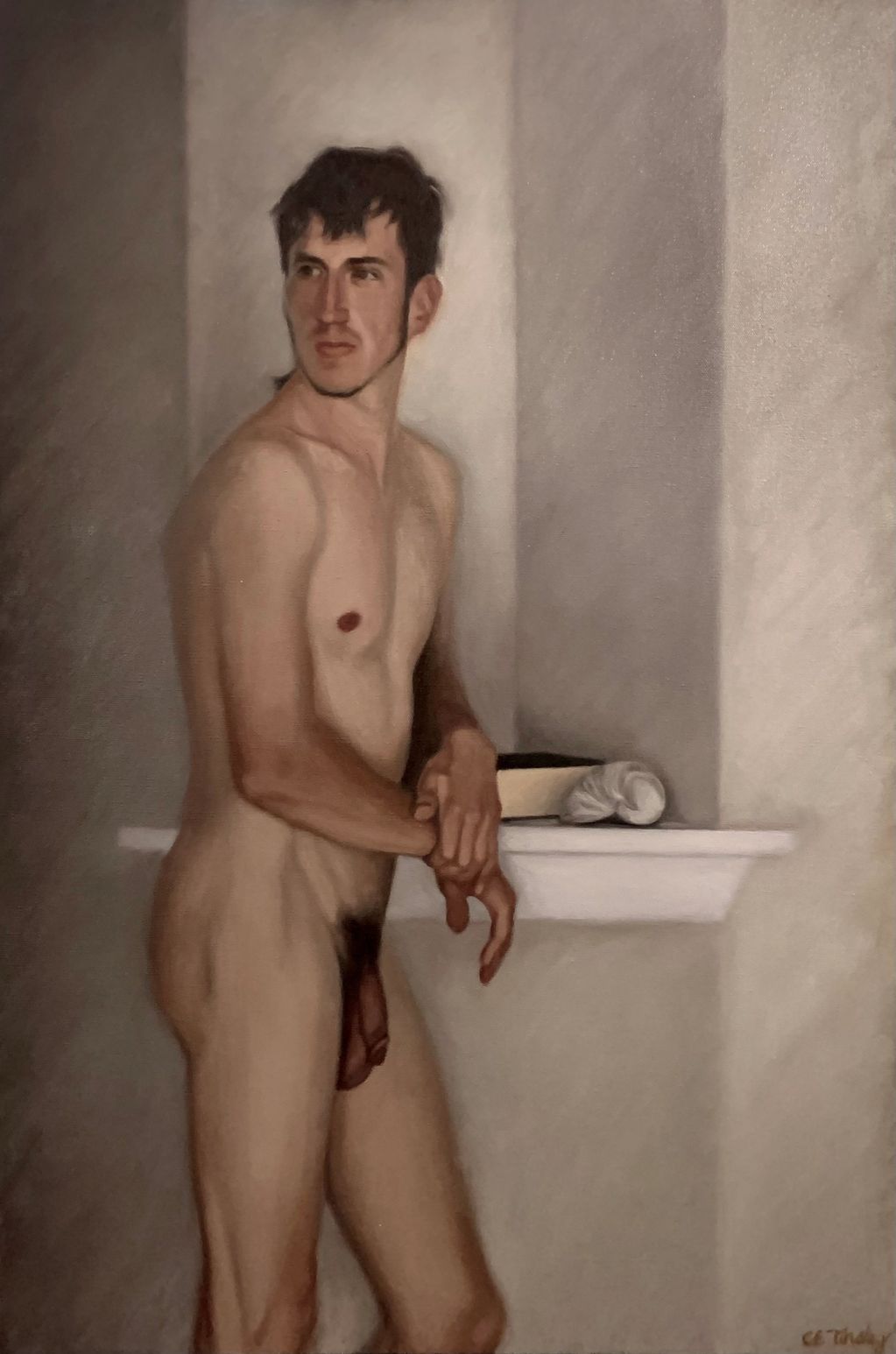 cate tinsley painting male nude standing