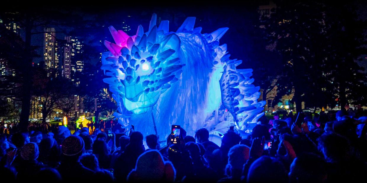 Large scale puppets that illuminate the streets of Melbourne