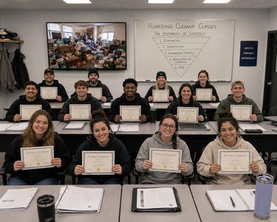 Students at a live online forwarding cleanup class