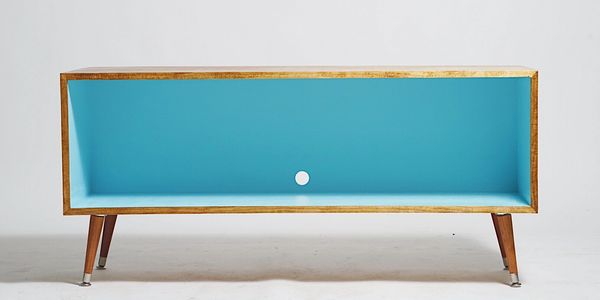 minimalist, mid century modern inspired entertainment system and record player cabinet. Customizable