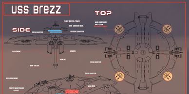 Construction map of the USS Brezz destroyer ship - home of JP, posted on Great Harbor Nebula (GHN).