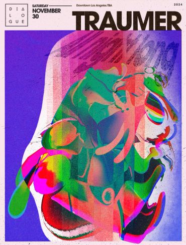 Psychedelic, colorful abstract poster for Traumer event on November 30, 2024.