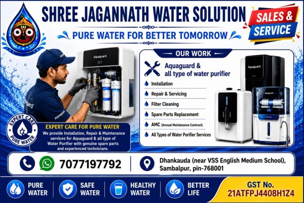 Best AQUAGUARD & RO Water purifier sales and service by Shree Jagannath Water Solution.
