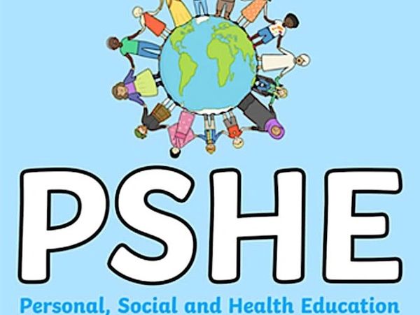 Logo for PSHE with diverse people around the globe.