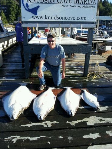 Halibut fishing Ketchikan Alaska with To the Limit Sportfishing.  Cruise ship charters available