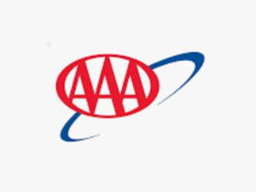 Logo featuring three red A's with a blue swoosh.