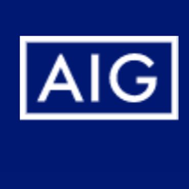 AIG logo with white letters on blue background.