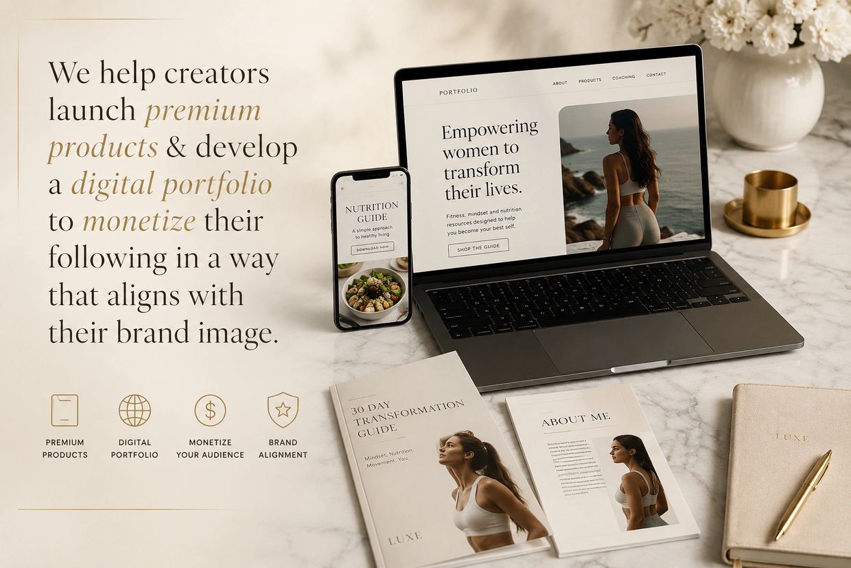 Workspace showing tools for creators to build premium products and digital portfolios.