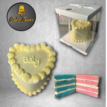 Gender reveal cake – halal, eggless, and gluten-free.