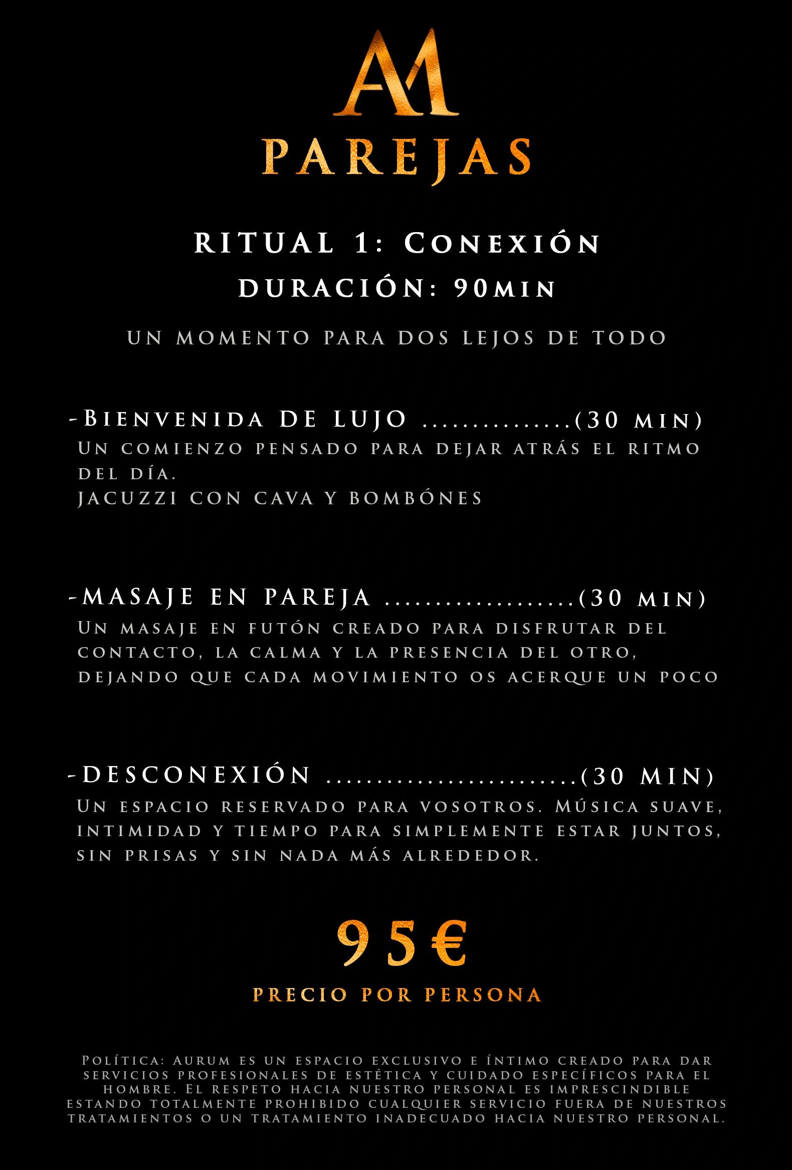 Ritual de conexión para parejas de 90 minutos con jacuzzi, masaje y espacio íntimo.