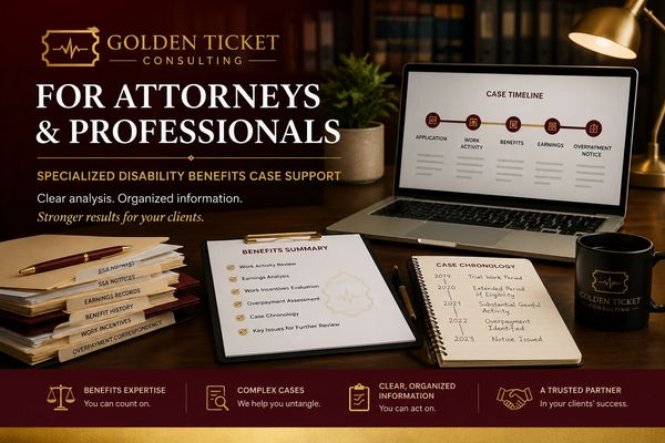 Business setup for attorneys specializing in disability benefits case support.
