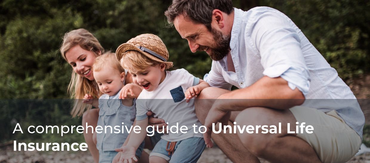 Happy family enjoying outdoors, highlighting universal life insurance.