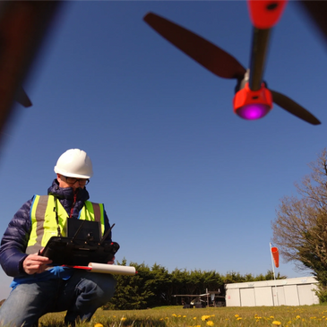Drone surveyor preparing a survey