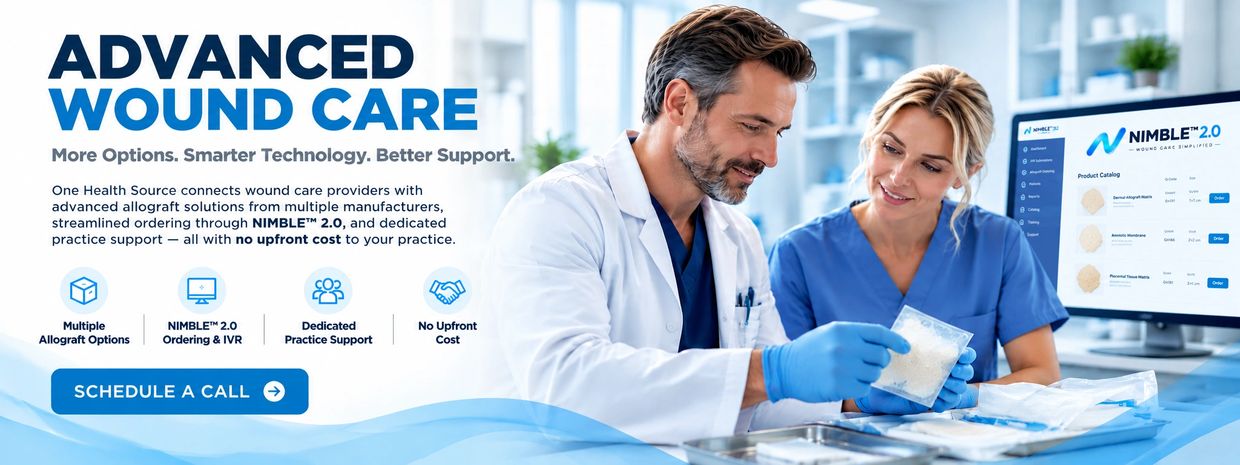 Advanced wound care allografts and NIMBLE™ 2.0 technology from One Health Source.