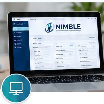 Laptop displaying NIMBLE 2.0 clinician portal for IVR submissions and allograft ordering.