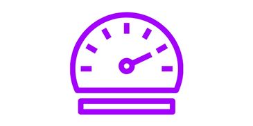 Purple speedometer icon indicating speed measurement.