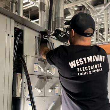 Certified Master electrician on site working for Westmount Electric company