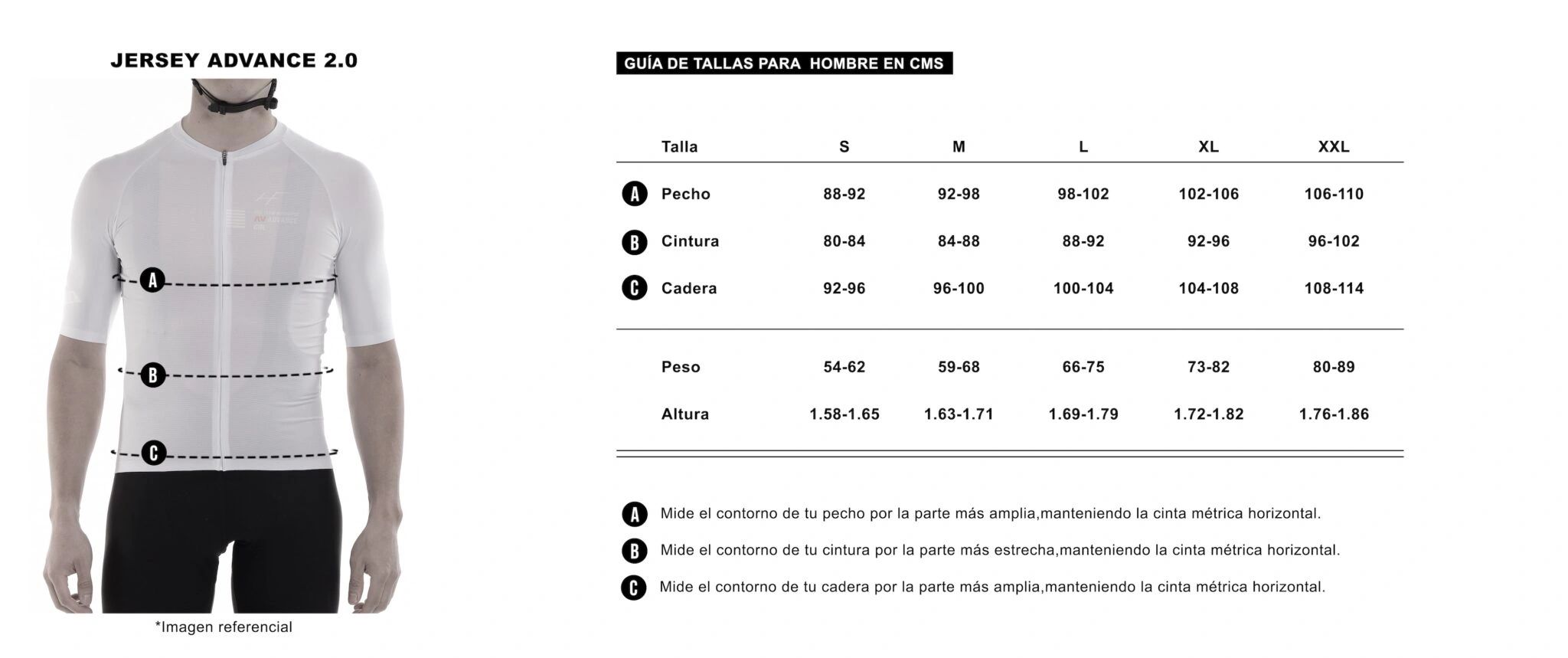 Guía de tallas de Jerseys advance